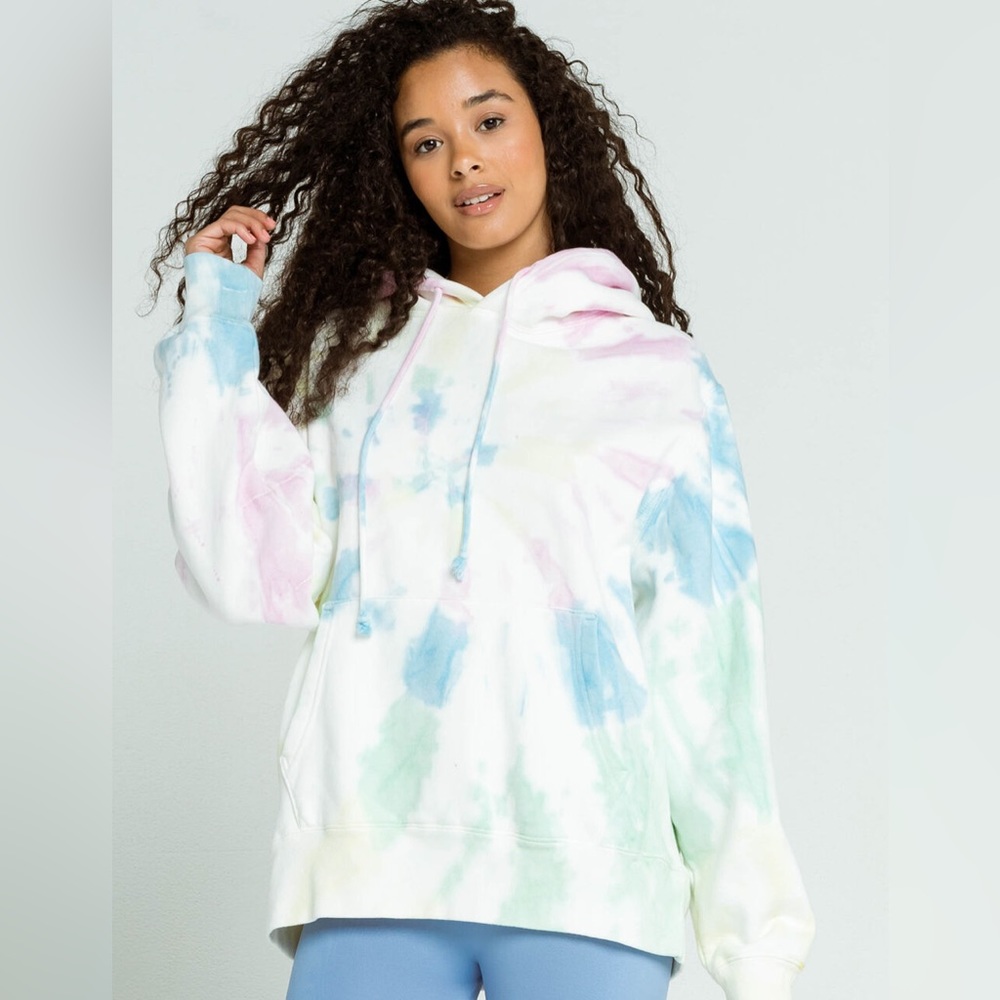 MADE Tie Dye Oversized Hoodie Sweatshirt Pastel Rainbow XS